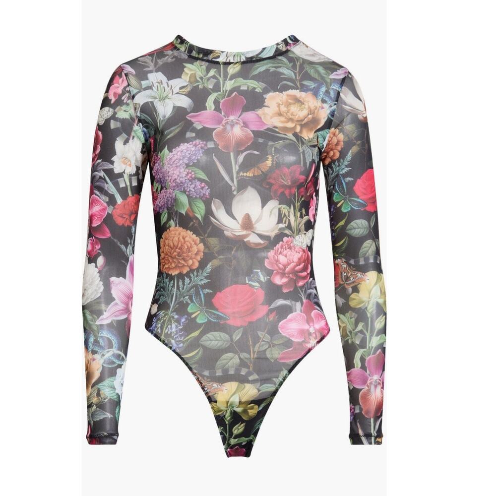 Kilo Brava Floral Print Mesh Long Sleeve Teddy XL NWT